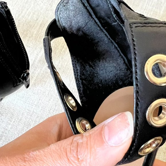 Le Chateau Black Leather heels with grommets/metal eyelet Size 9 - Picture 15 of 15